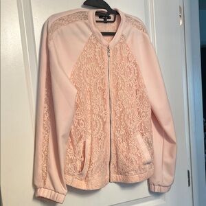 Apt. 9 Light Coral Lace Bomber Jacket